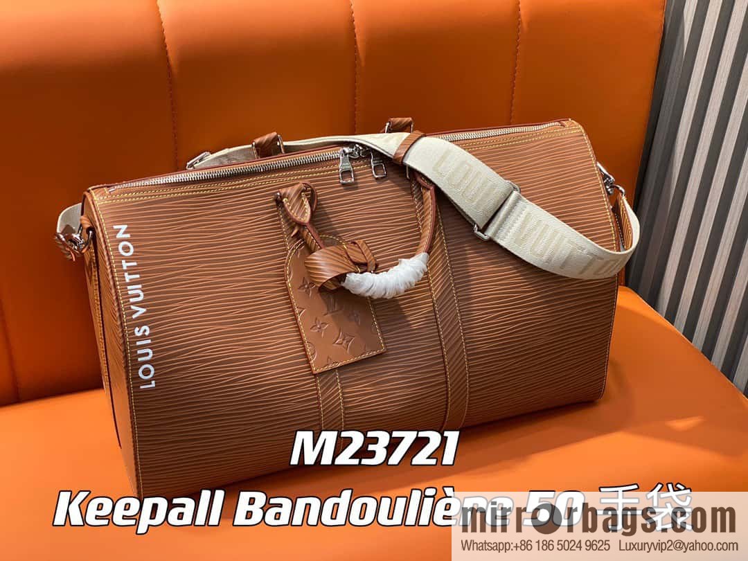 [Boutique‑grade] M23721 brown epi full leather travel bag series, this Keepall Bandoulière 50 handbag