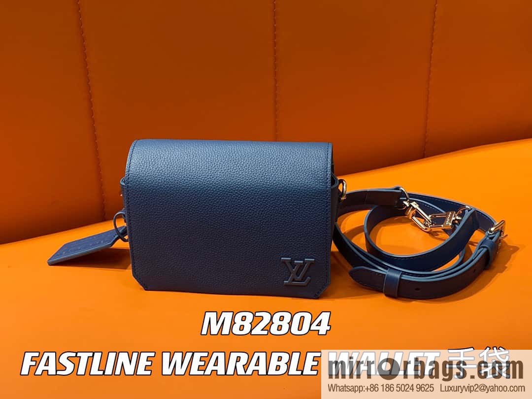 [Boutique‑grade] M82804 dark blue, full leather men's bag messenger bag series, new FASTLINE WEARABLE WALLET handbag in autumn and winter