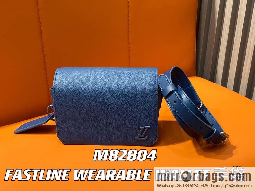[Boutique‑grade] M82804 dark blue, full leather men's bag messenger bag series, new FASTLINE WEARABLE WALLET handbag in autumn and winter