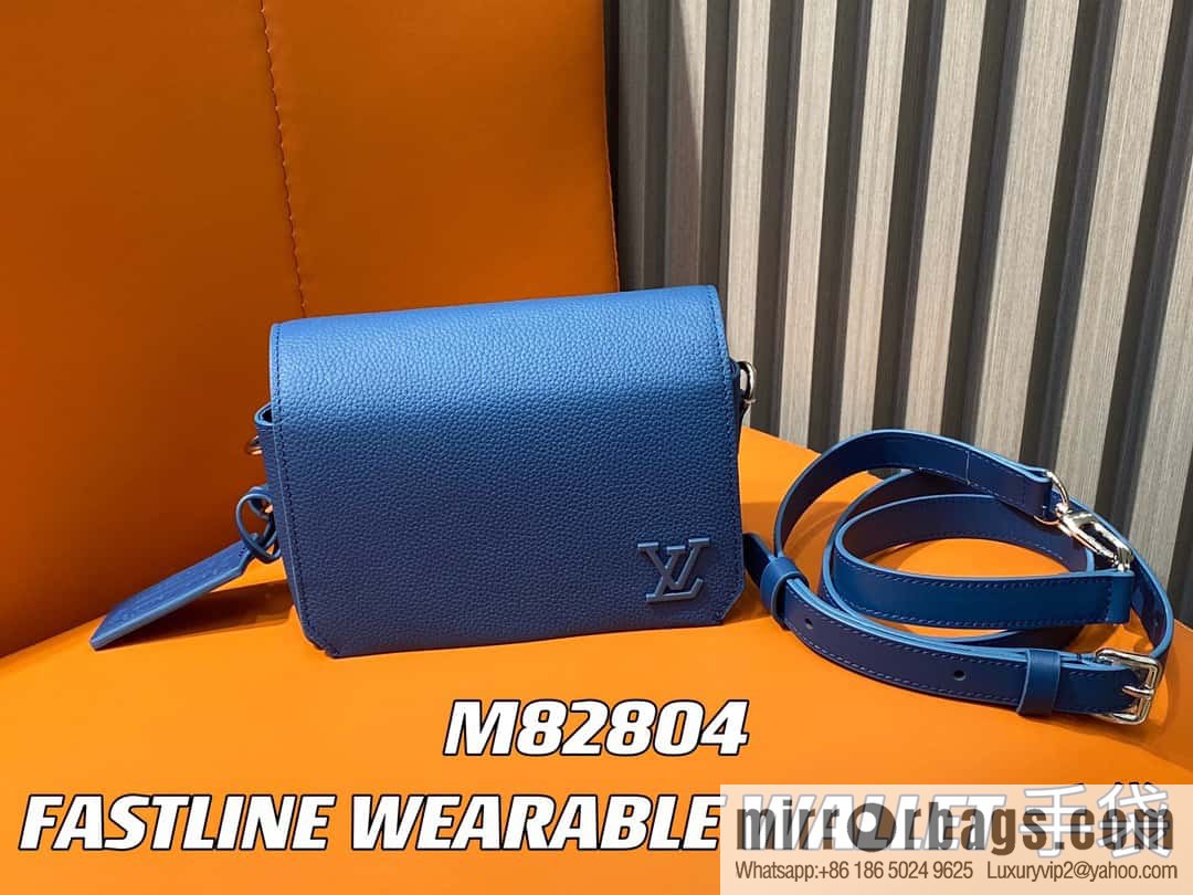 [Boutique‑grade] M82804 dark blue, full leather men's bag messenger bag series, new FASTLINE WEARABLE WALLET handbag in autumn and winter