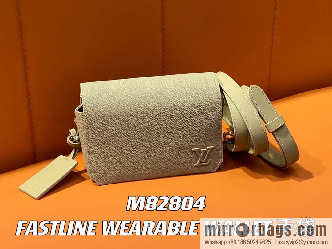 [Boutique‑grade] M82804 apricot, full leather men's bag messenger bag series, new FASTLINE WEARABLE WALLET handbag in autumn and winter