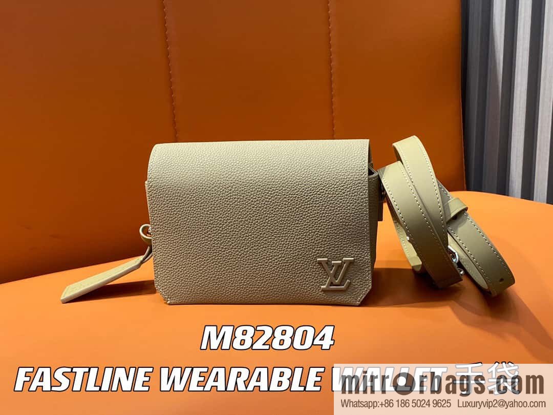 [Boutique‑grade] M82804 apricot, full leather men's bag messenger bag series, new FASTLINE WEARABLE WALLET handbag in autumn and winter