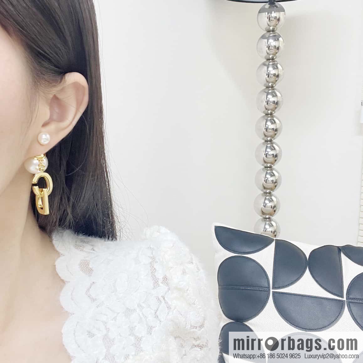 New ☑️ Dior gold size pearl CD letter stud earrings