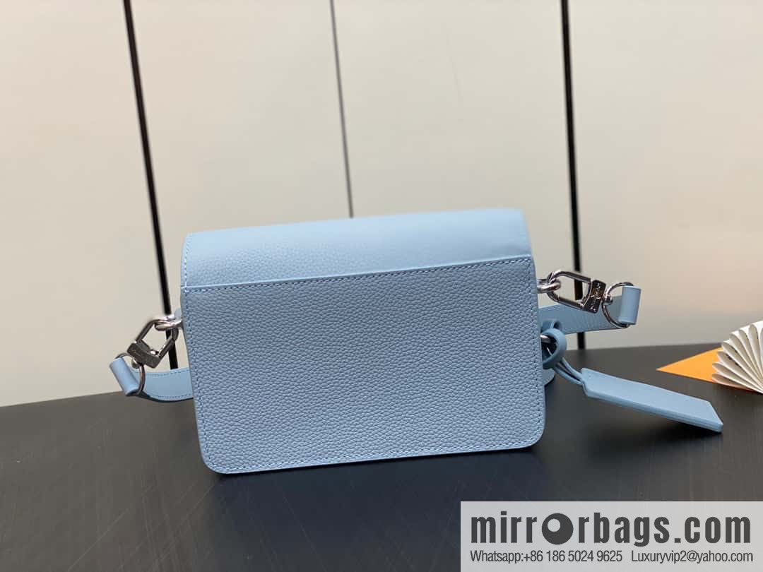 [Boutique‑grade] M82804 light blue, full leather men's bag messenger bag series, new FASTLINE WEARABLE WALLET handbag in autumn and winter