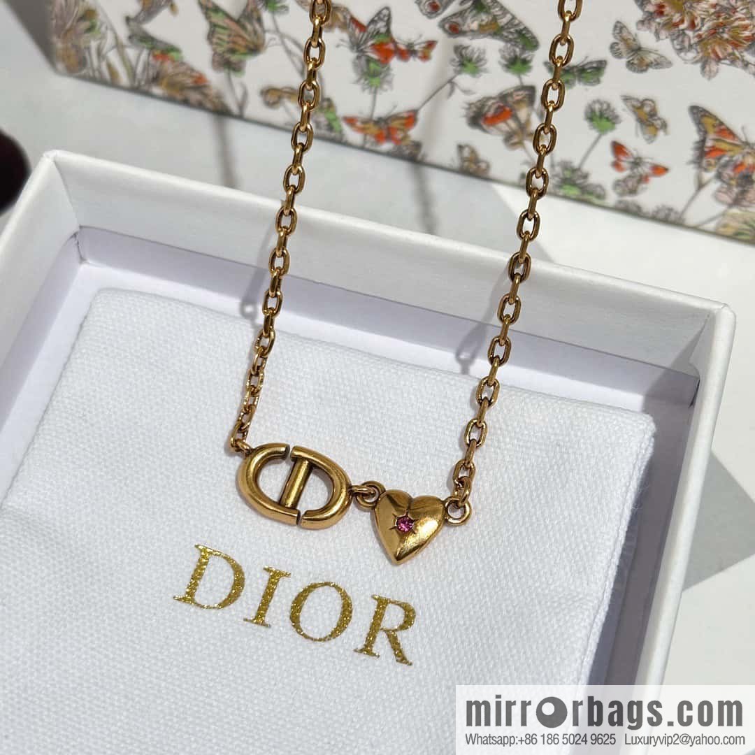 New ☑️ Dior peach heart love CD necklace