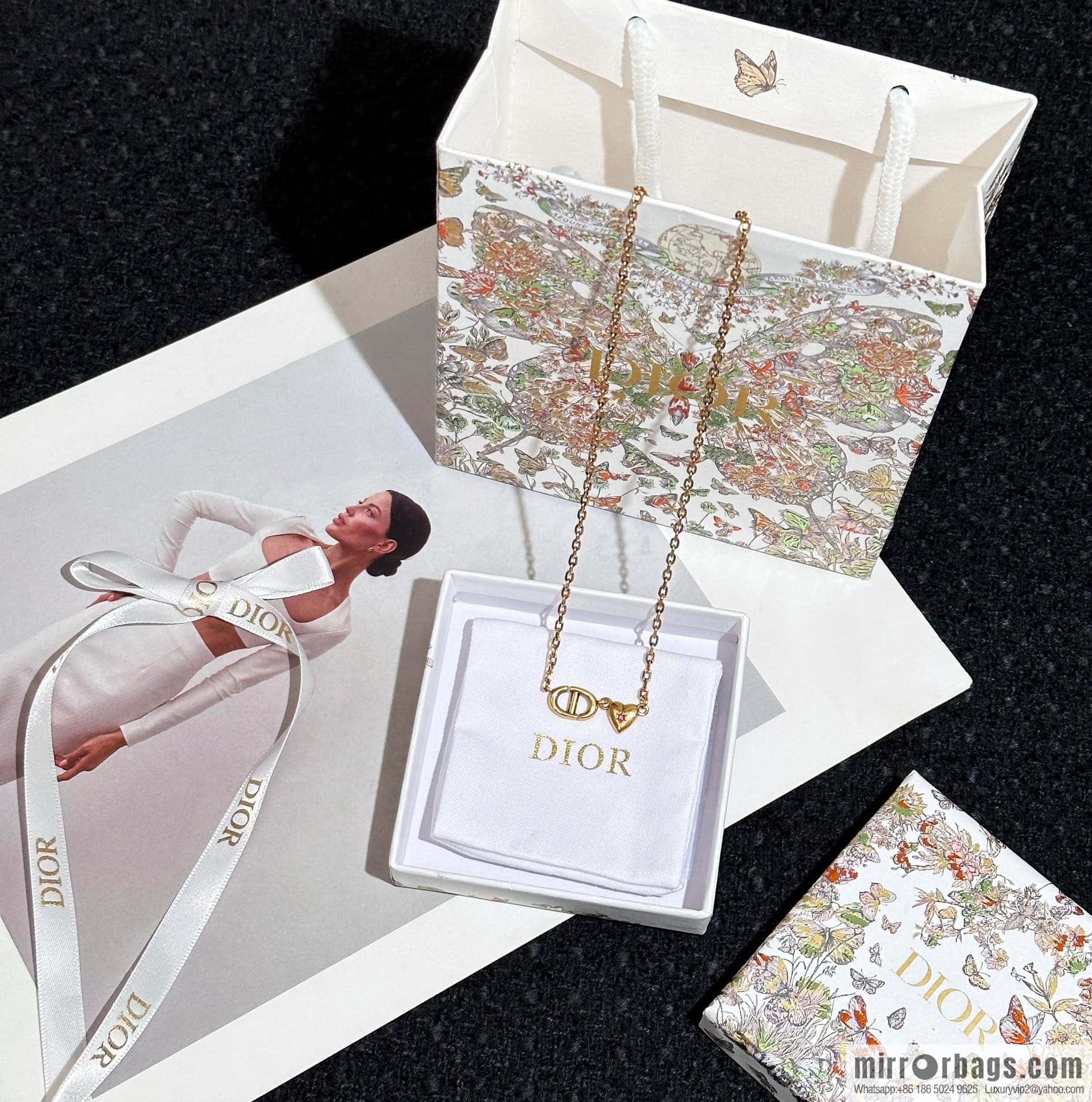 New ☑️ Dior peach heart love CD necklace