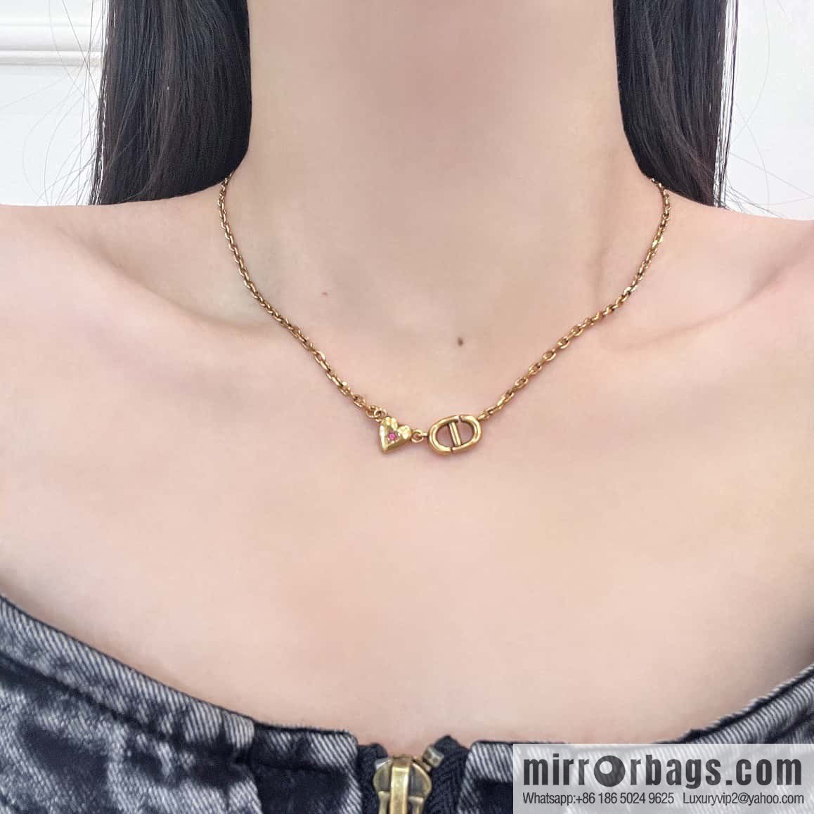 New ☑️ Dior peach heart love CD necklace