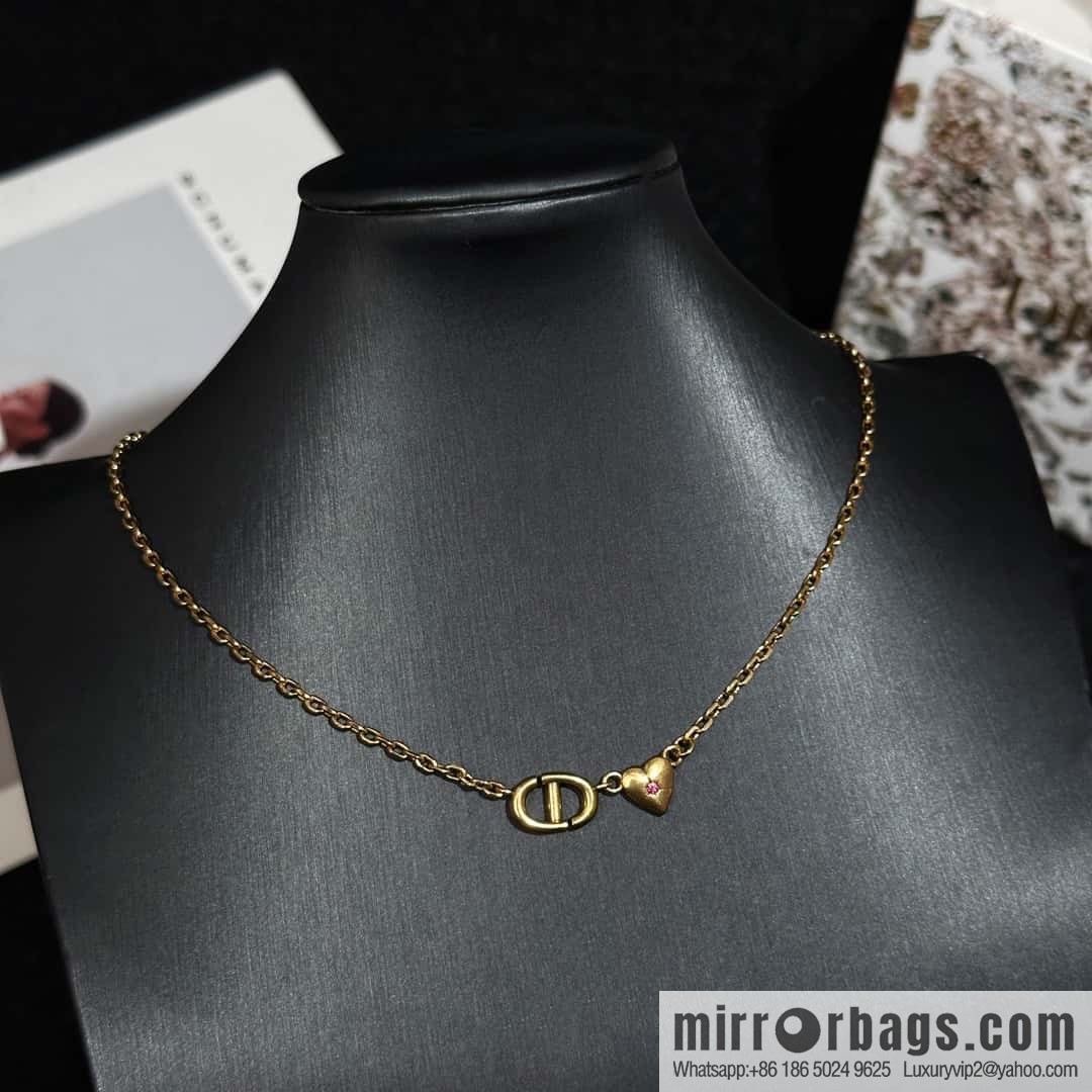 New ☑️ Dior peach heart love CD necklace