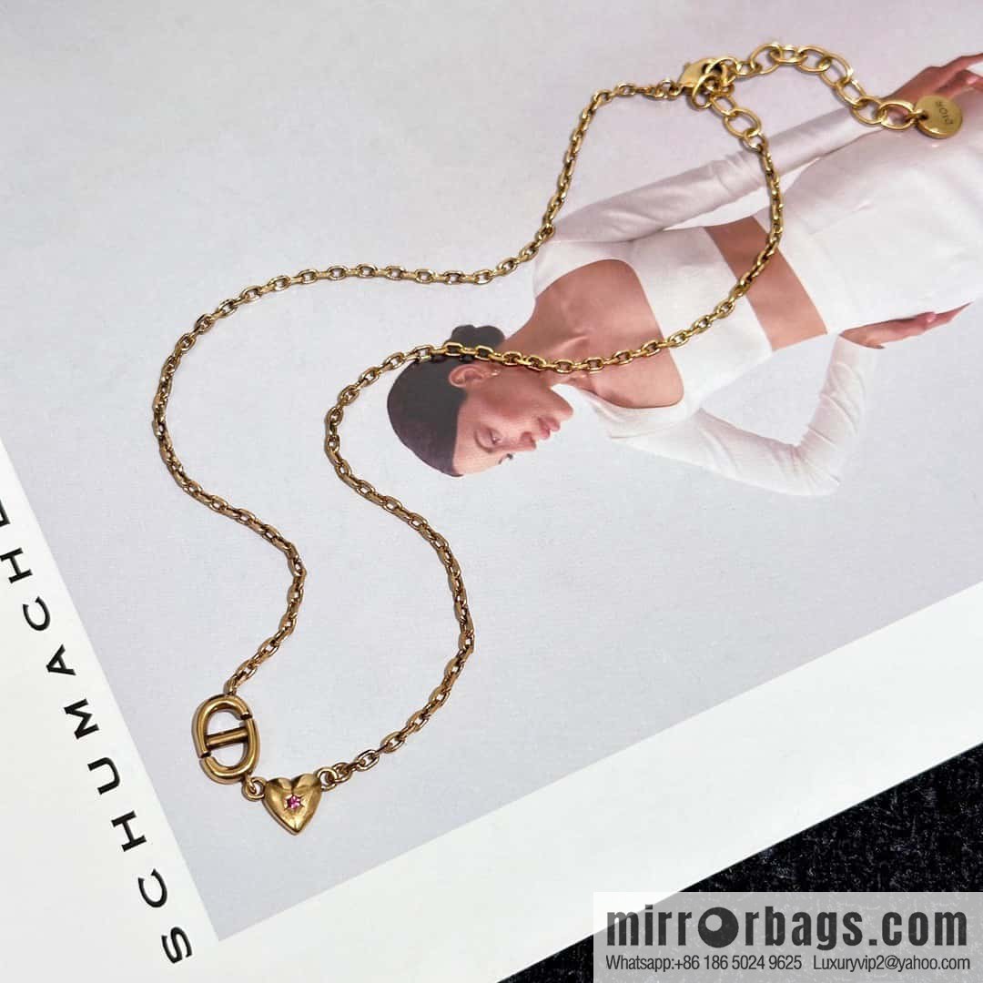 New ☑️ Dior peach heart love CD necklace