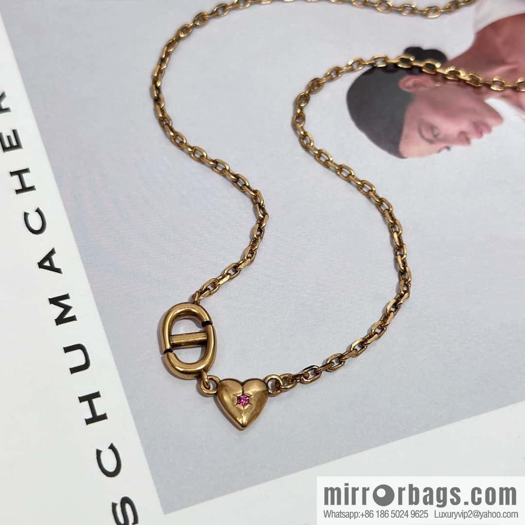 New ☑️ Dior peach heart love CD necklace