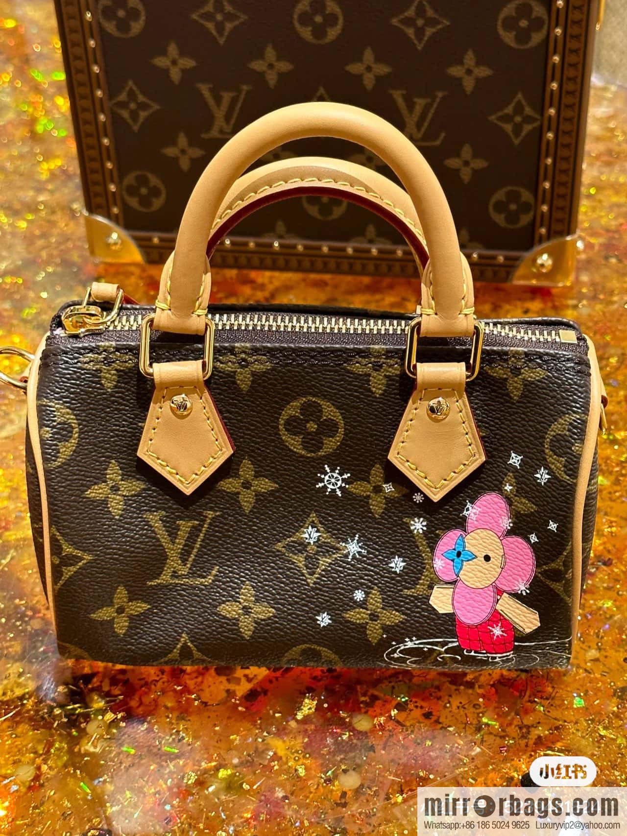 [Premium‑quality] M82624 silk screen, Christmas mini pillow bag 16cm speedy series Nano Speedy handbag