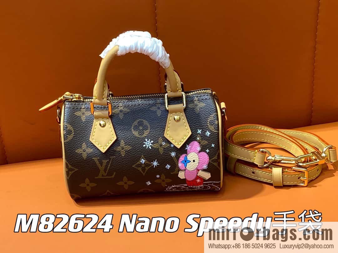[Premium‑quality] M82624 silk screen, Christmas mini pillow bag 16cm speedy series Nano Speedy handbag