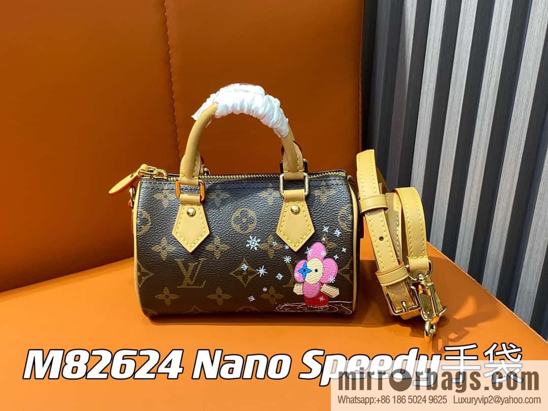 [Premium‑quality] M82624 silk screen, Christmas mini pillow bag 16cm speedy series Nano Speedy handbag