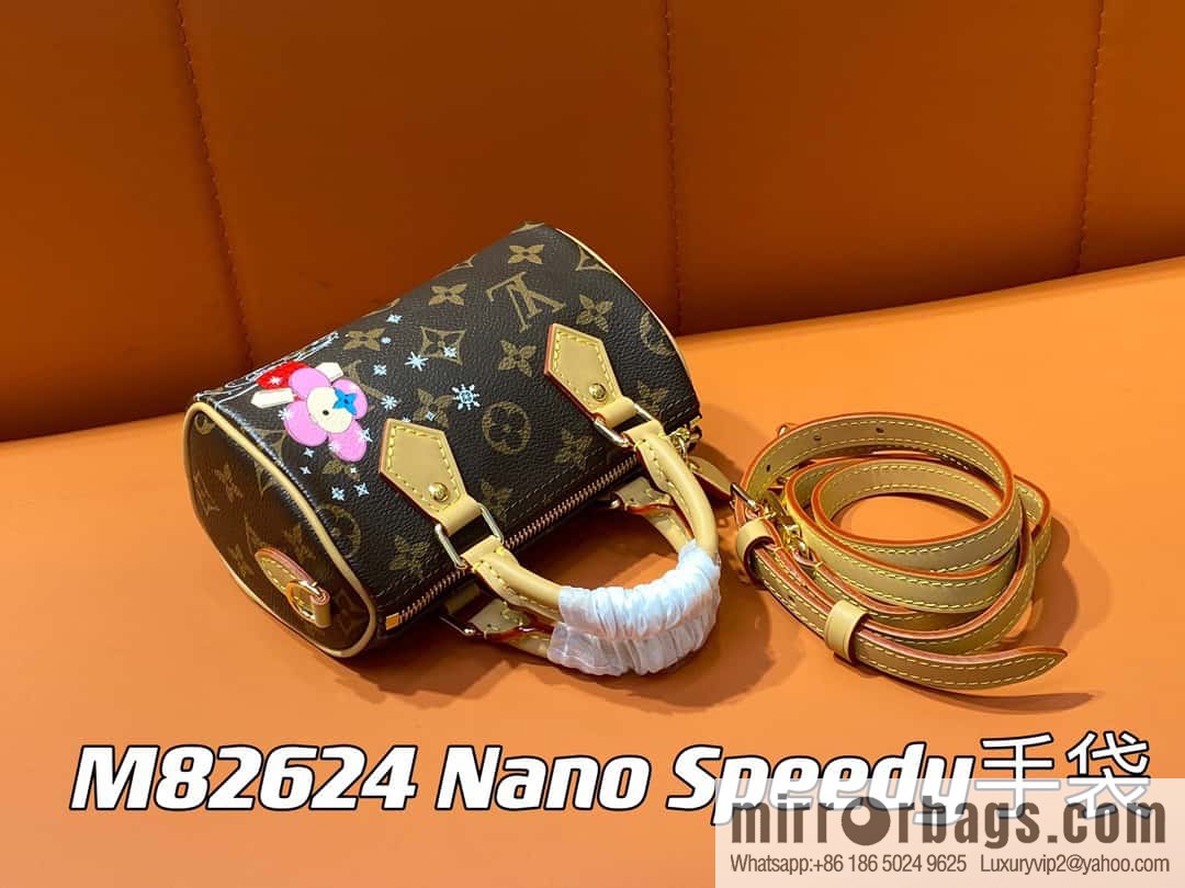 [Premium‑quality] M82624 silk screen, Christmas mini pillow bag 16cm speedy series Nano Speedy handbag