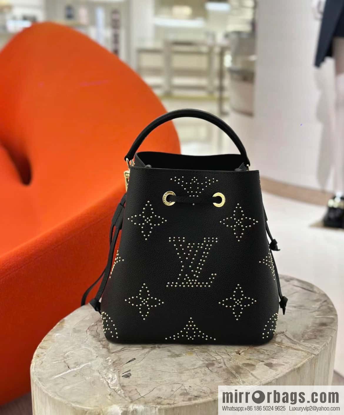 [Premium‑quality] M46734 black full leather willow nail bucket bag series Néo Noé BB bucket bag