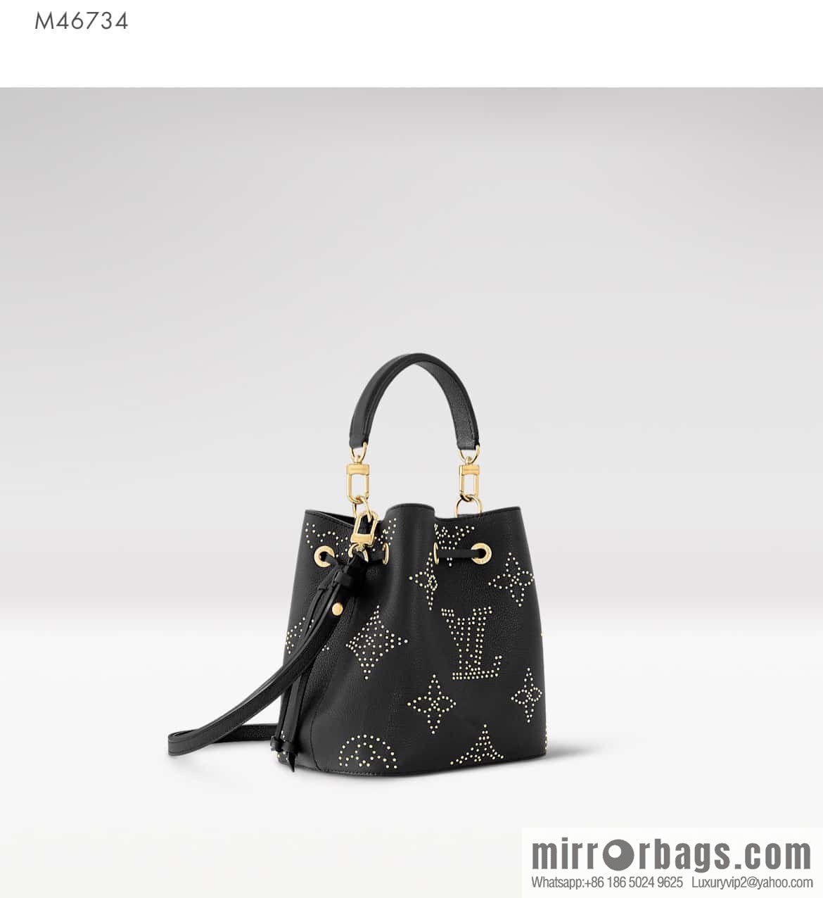 [Premium‑quality] M46734 black full leather willow nail bucket bag series Néo Noé BB bucket bag