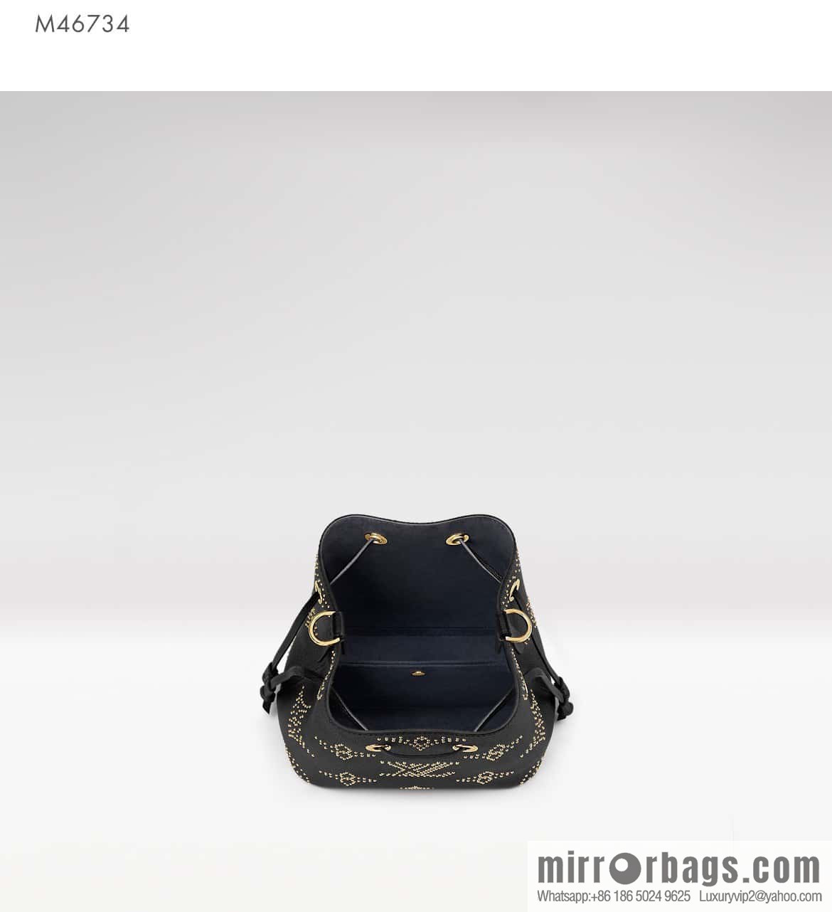 [Premium‑quality] M46734 black full leather willow nail bucket bag series Néo Noé BB bucket bag