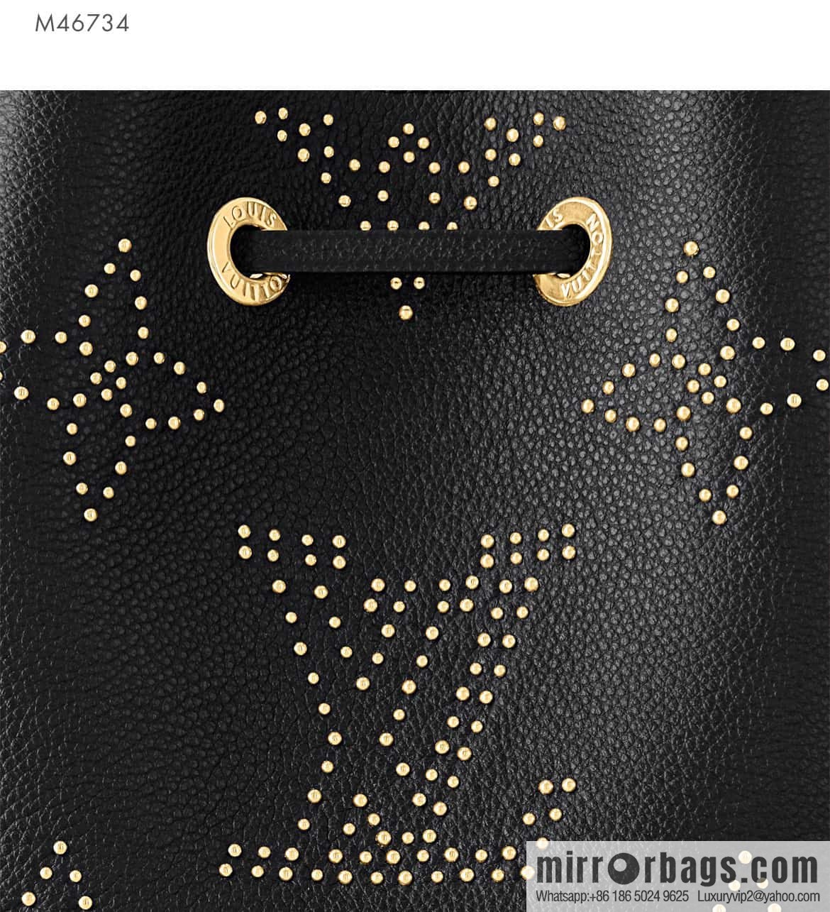 [Premium‑quality] M46734 black full leather willow nail bucket bag series Néo Noé BB bucket bag