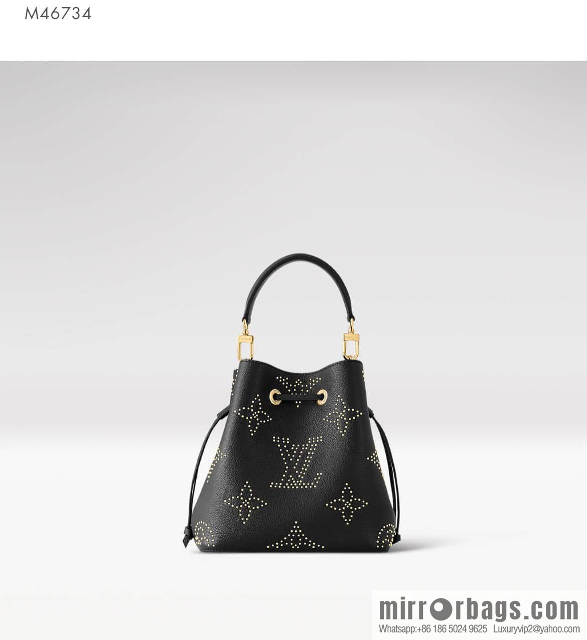 [Premium‑quality] M46734 black full leather willow nail bucket bag series Néo Noé BB bucket bag
