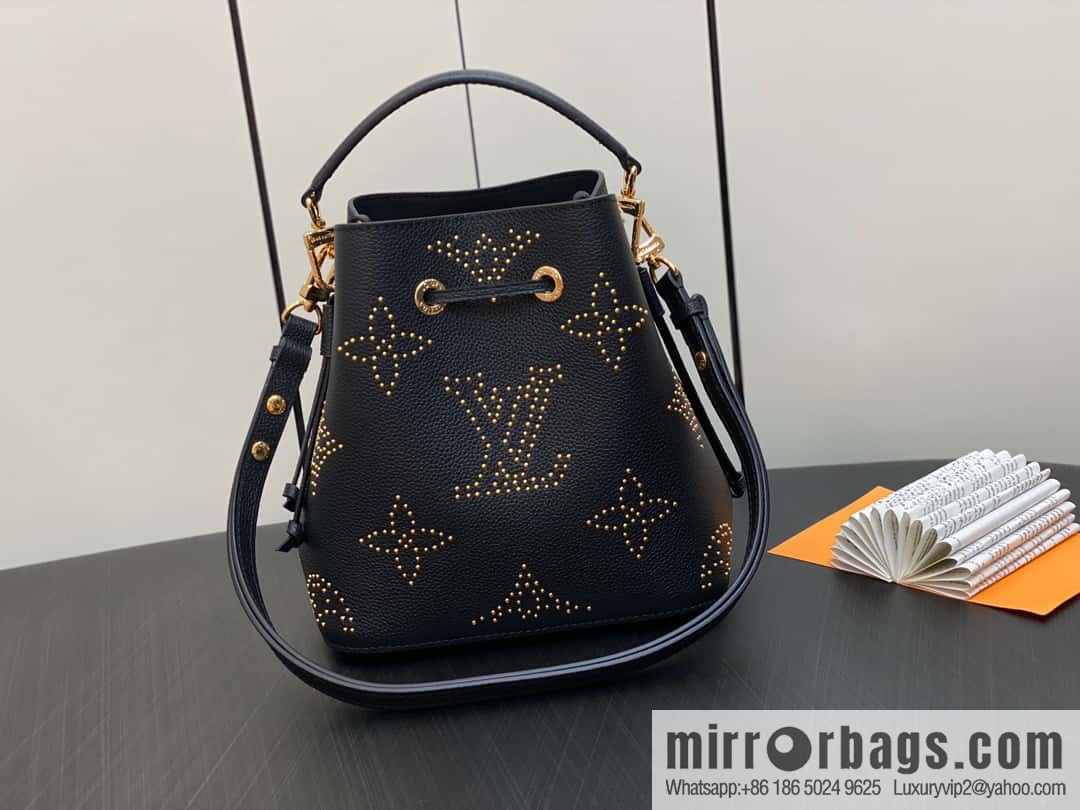 [Premium‑quality] M46734 black full leather willow nail bucket bag series Néo Noé BB bucket bag