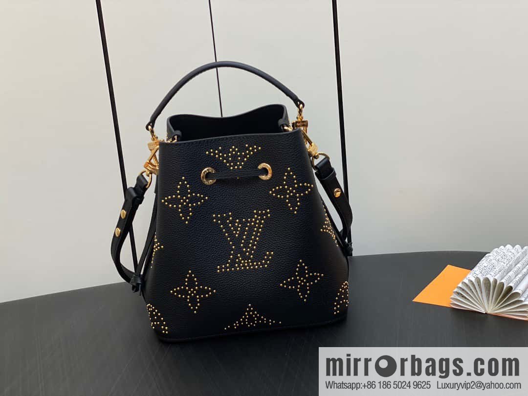 [Premium‑quality] M46734 black full leather willow nail bucket bag series Néo Noé BB bucket bag