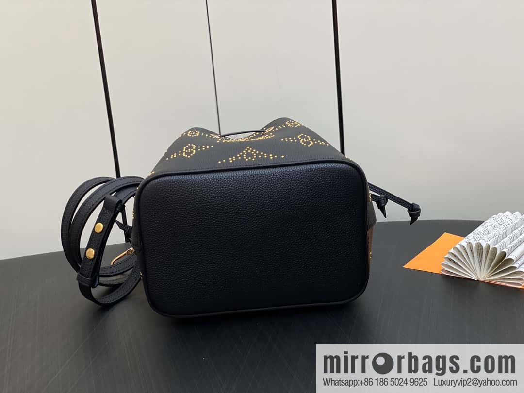 [Premium‑quality] M46734 black full leather willow nail bucket bag series Néo Noé BB bucket bag