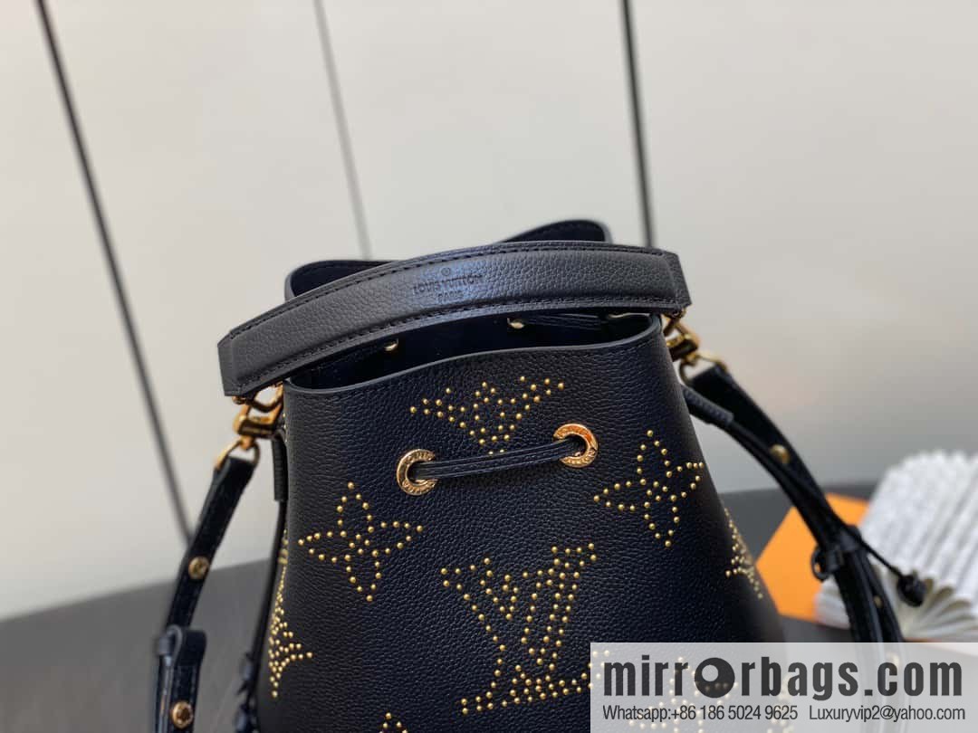 [Premium‑quality] M46734 black full leather willow nail bucket bag series Néo Noé BB bucket bag