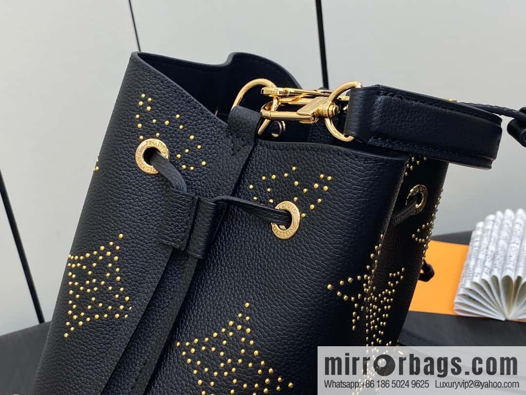 [Premium‑quality] M46734 black full leather willow nail bucket bag series Néo Noé BB bucket bag