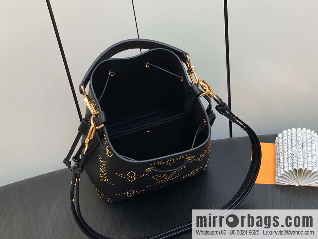 [Premium‑quality] M46734 black full leather willow nail bucket bag series Néo Noé BB bucket bag