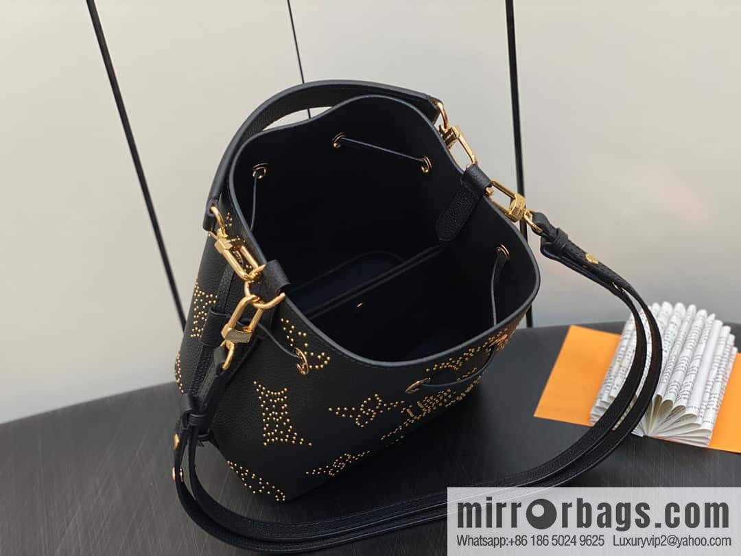 [Premium‑quality] M46734 black full leather willow nail bucket bag series Néo Noé BB bucket bag