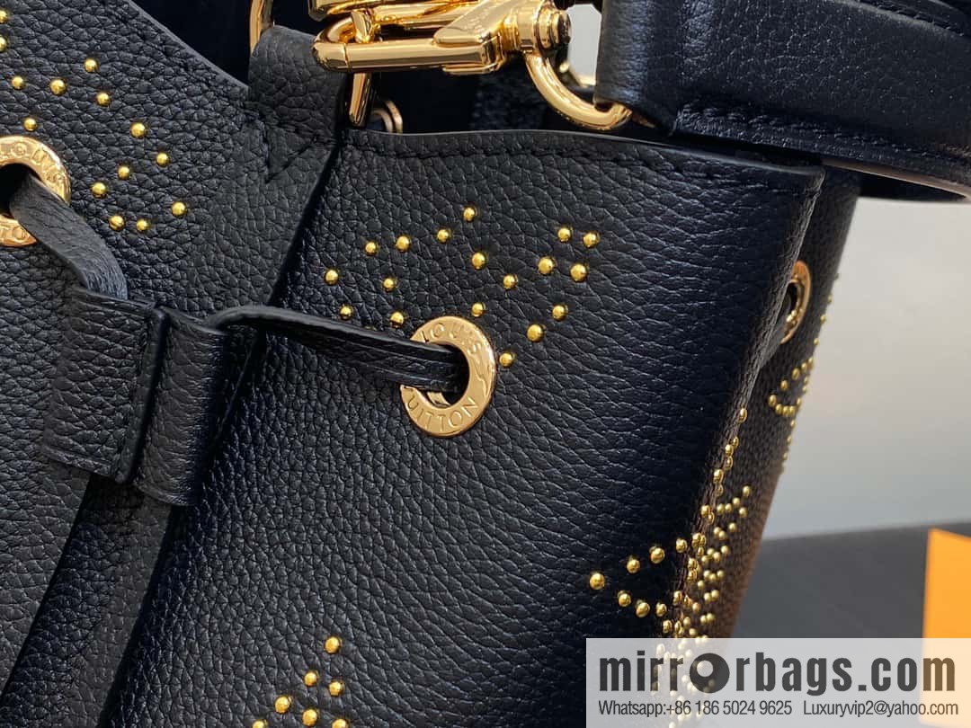[Premium‑quality] M46734 black full leather willow nail bucket bag series Néo Noé BB bucket bag