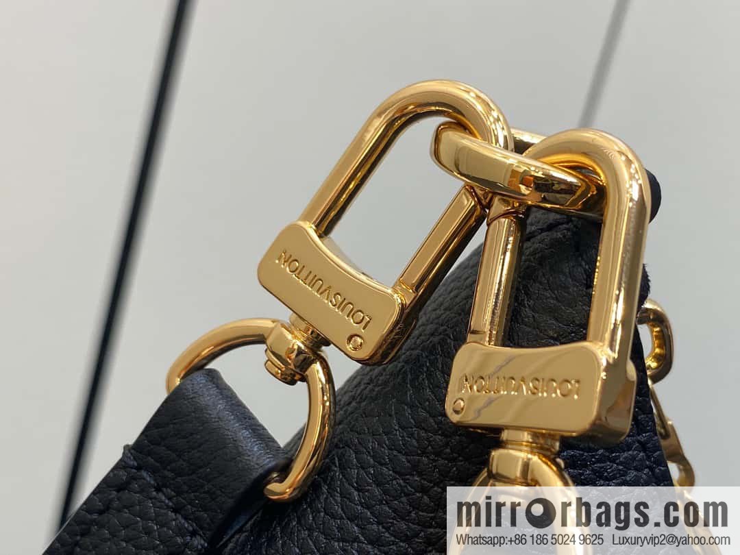 [Boutique‑grade] M46735 black full leather willow nail croissant series, this Bagatelle handbag m46091 full leather rivet with nails, crescent bag, pea bag, croissant bag