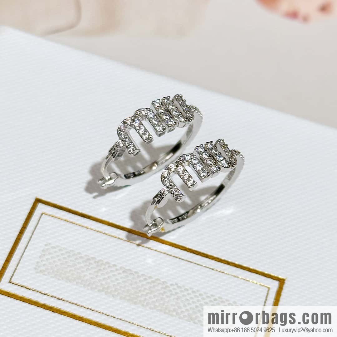 ❗️New ❗️ Original Order K MIU MIU Miu Miu Full Diamond Letter Stud Earrings
