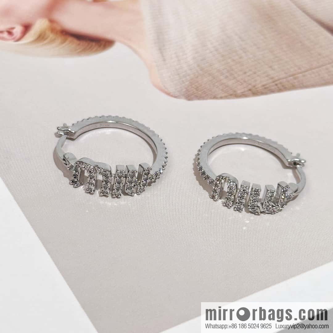 ❗️New ❗️ Original Order K MIU MIU Miu Miu Full Diamond Letter Stud Earrings