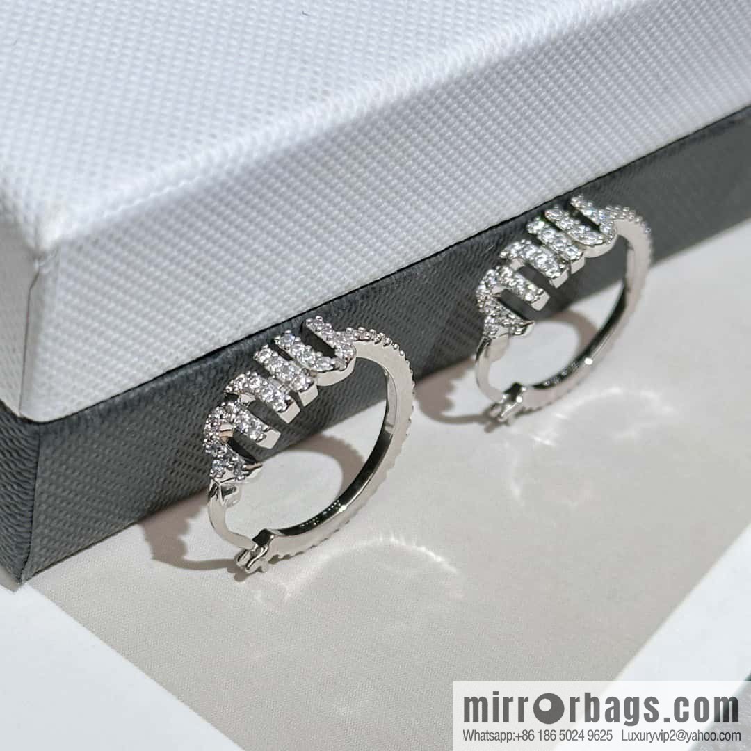 ❗️New ❗️ Original Order K MIU MIU Miu Miu Full Diamond Letter Stud Earrings