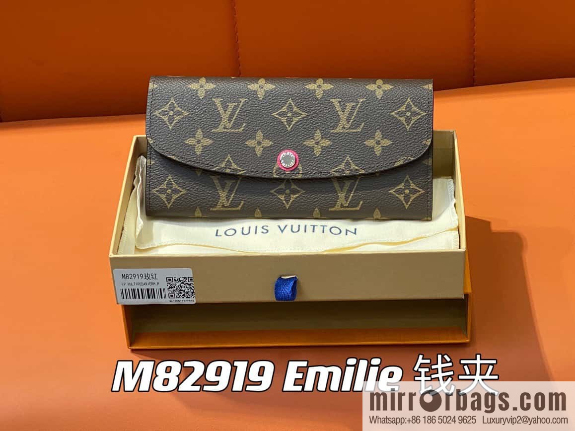 [Premium‑quality] M82919 monogram rose red, flip wallet series Emilie wallet m82919 m82920