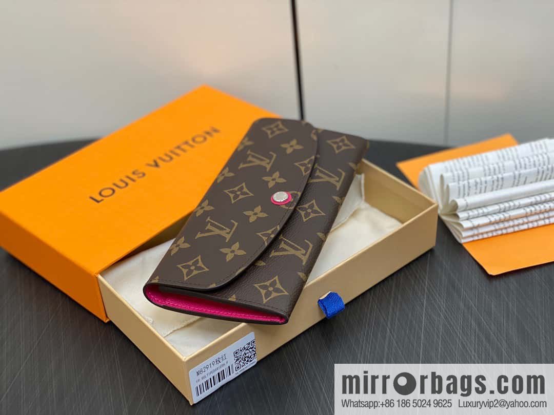 [Premium‑quality] M82919 monogram rose red, flip wallet series Emilie wallet m82919 m82920