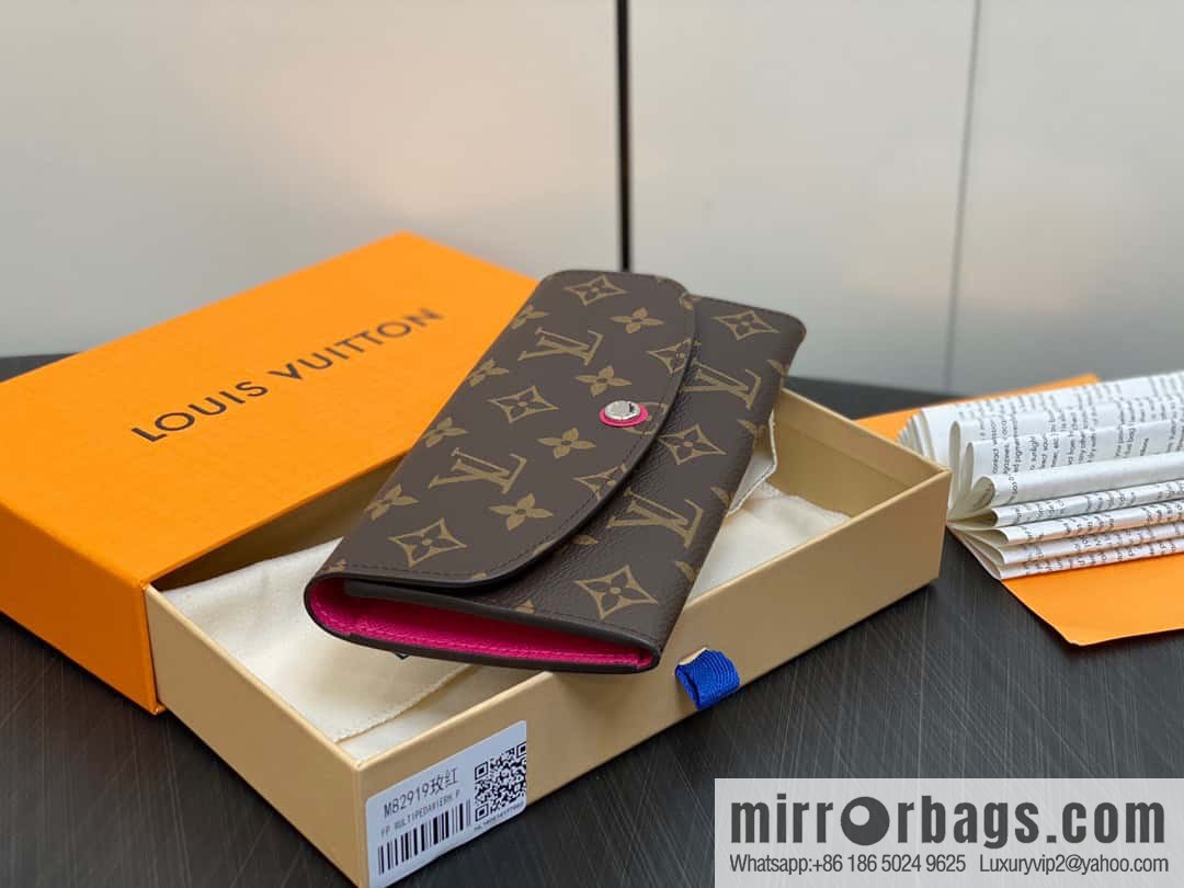 [Premium‑quality] M82919 monogram rose red, flip wallet series Emilie wallet m82919 m82920