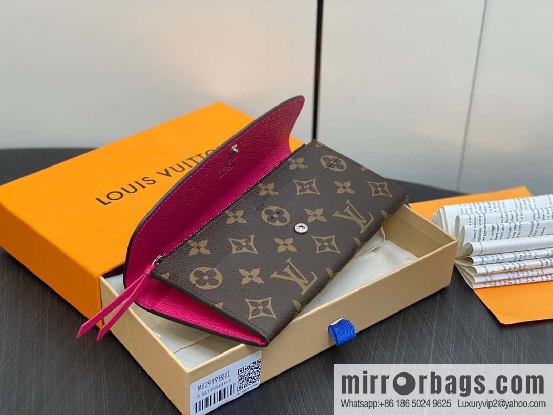 [Premium‑quality] M82919 monogram rose red, flip wallet series Emilie wallet m82919 m82920
