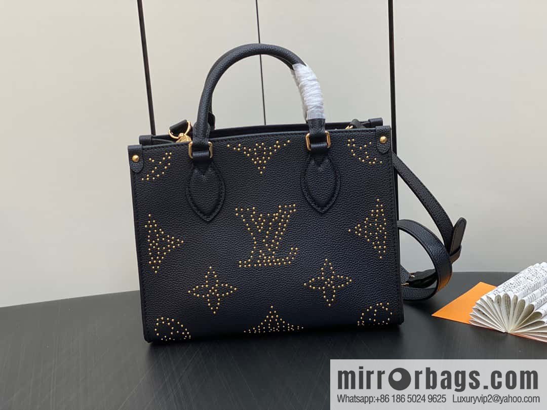 [Premium‑quality] M46733 black full leather willow nail square bag series ONTHEGO small handbag