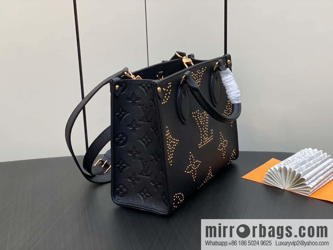[Premium‑quality] M46733 black full leather willow nail square bag series ONTHEGO small handbag