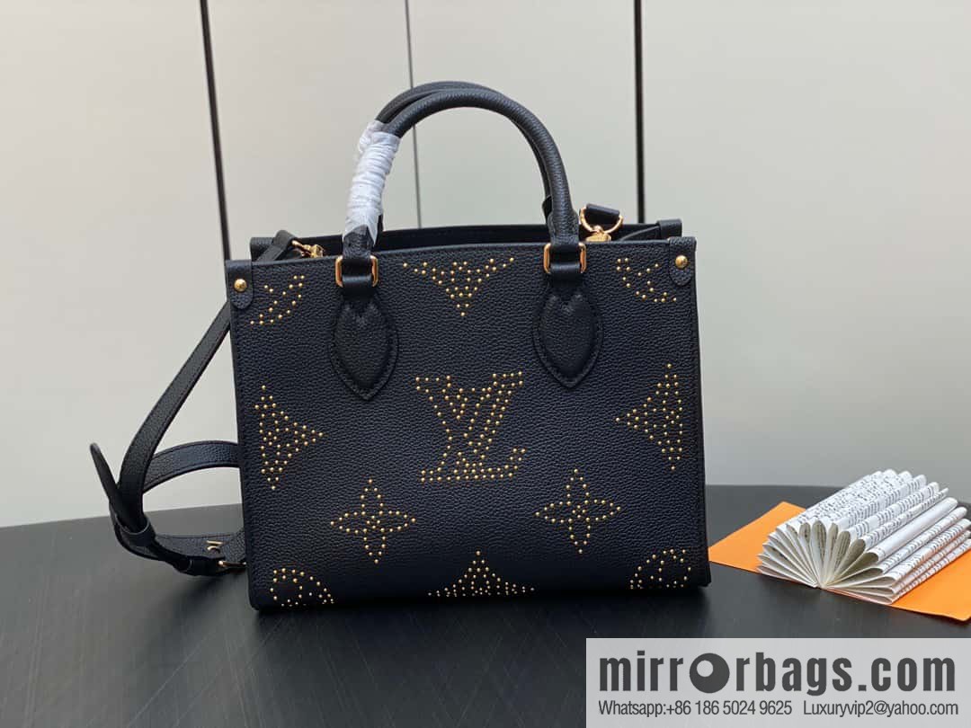 [Premium‑quality] M46733 black full leather willow nail square bag series ONTHEGO small handbag