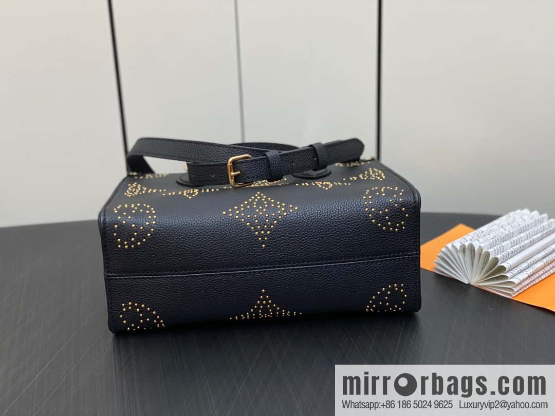 [Premium‑quality] M46733 black full leather willow nail square bag series ONTHEGO small handbag