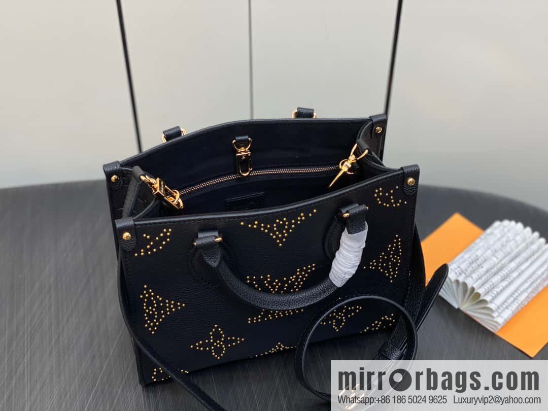 [Premium‑quality] M46733 black full leather willow nail square bag series ONTHEGO small handbag