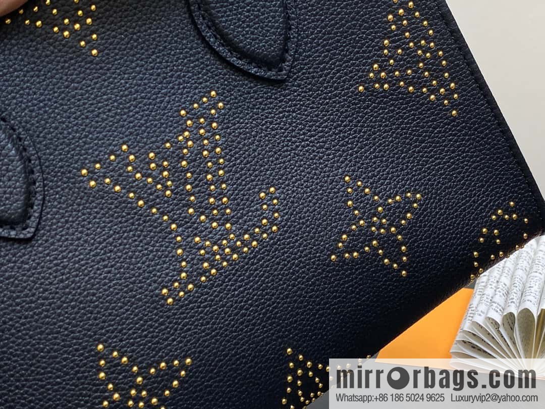 [Premium‑quality] M46733 black full leather willow nail square bag series ONTHEGO small handbag