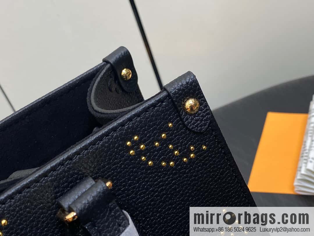 [Premium‑quality] M46733 black full leather willow nail square bag series ONTHEGO small handbag