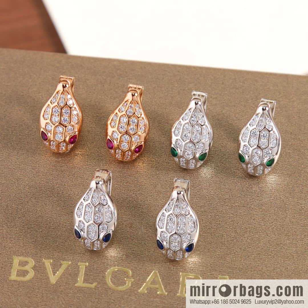 ☀️Bulgari BVLGARI latest series SERPENTI snake head ear shot earrings studs