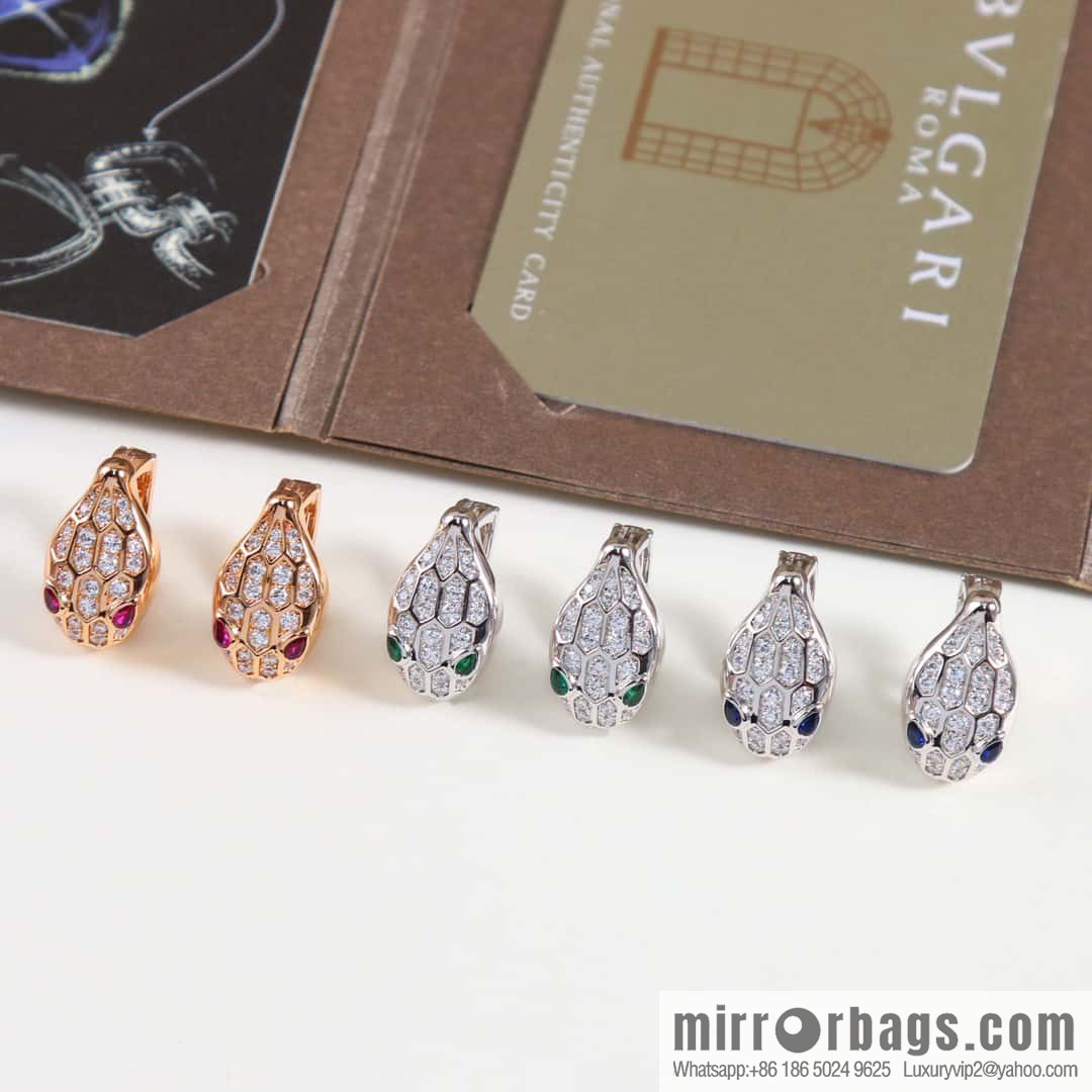 ☀️Bulgari BVLGARI latest series SERPENTI snake head ear shot earrings studs