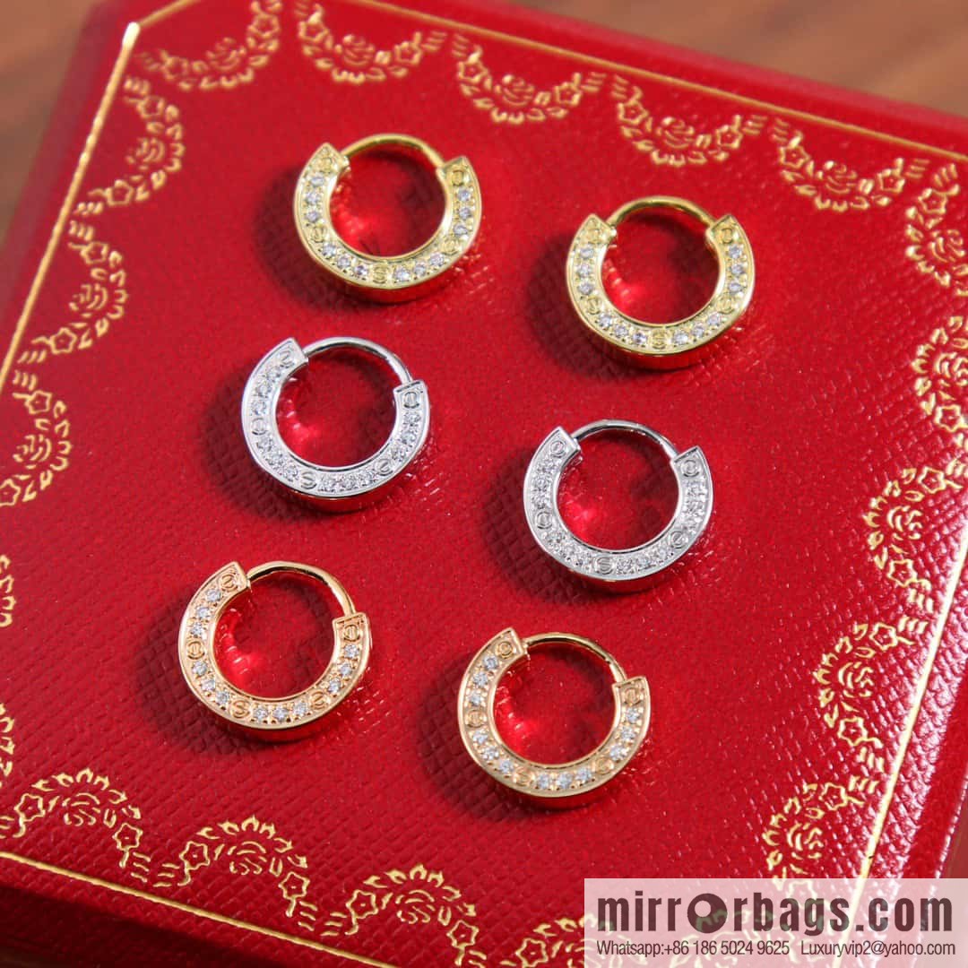 ☀Cartier Cartier new full diamond round cake stud earrings
