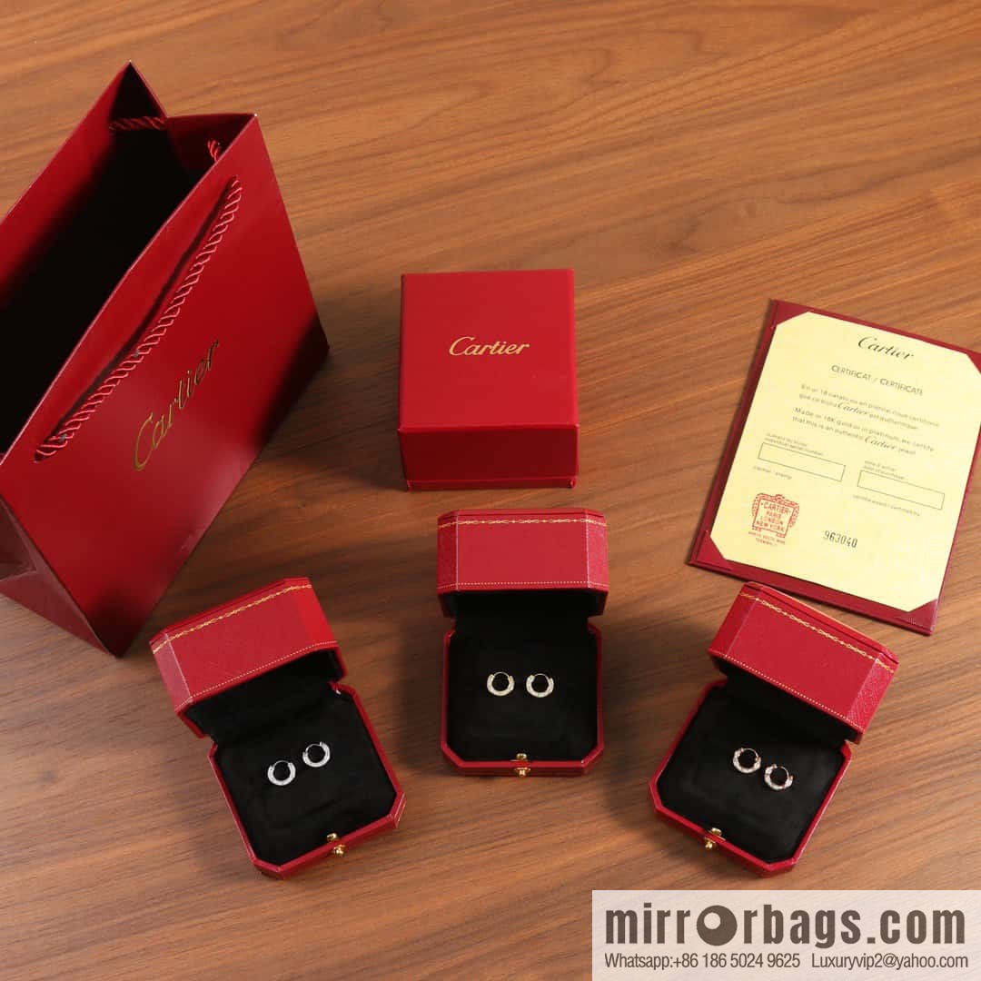☀Cartier Cartier new full diamond round cake stud earrings